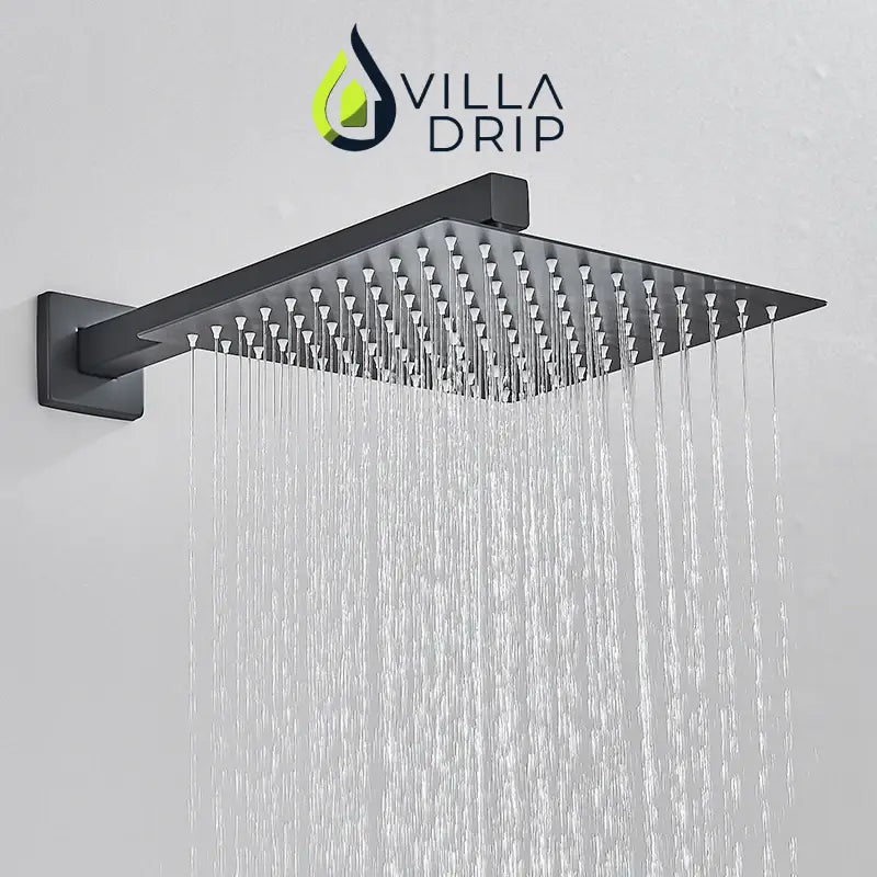Black Concealed Shower System - Rain Waterfall Luxury