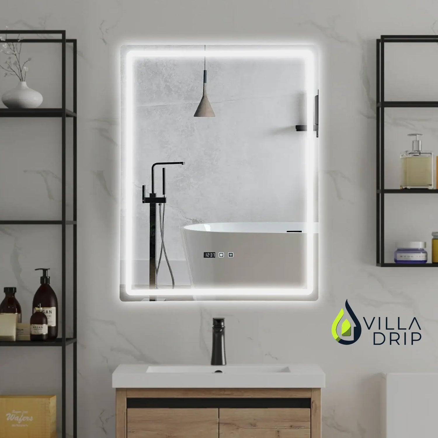Tri-Color Dimmable LED Bathroom Mirror - Fogless Touch