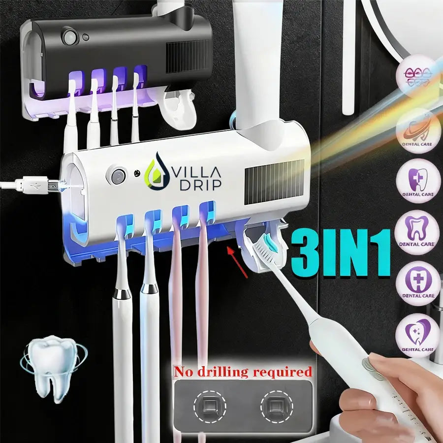 Upgraded 3-in-1 Electric Blue Light Disinfection Toothbrush Holder
