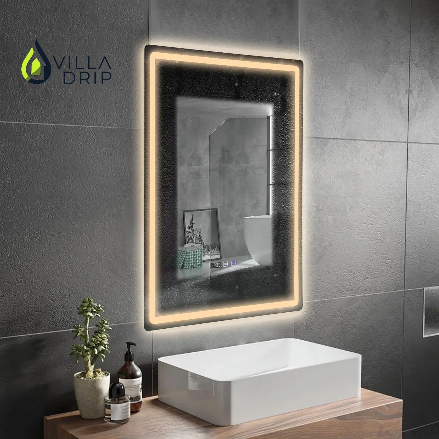 Tri-Color Dimmable LED Bathroom Mirror - Fogless Touch